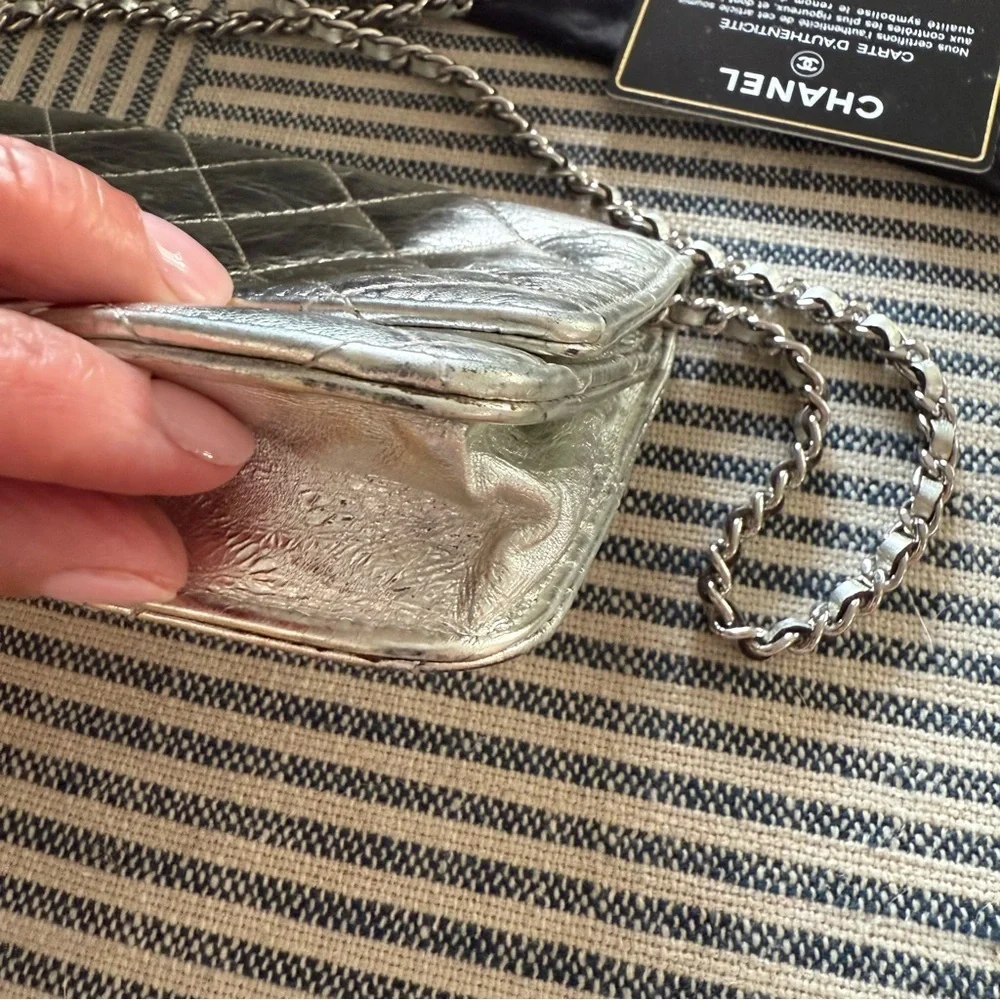 CHANEL Reissue 2.55 WOC Metallic Silver
